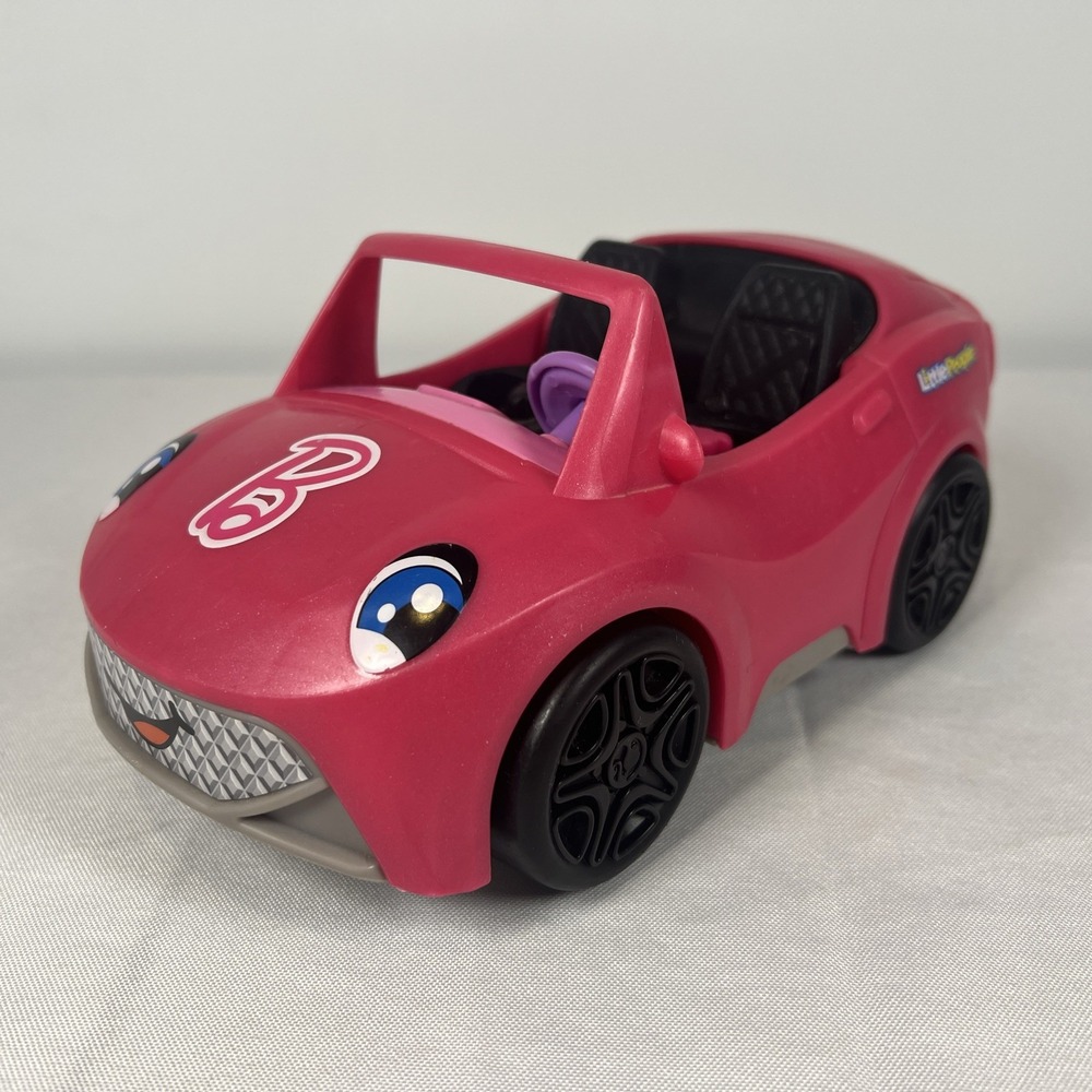 Fisher Price Little People Barbie Pink Convertible Cruiser Car W/Sounds Works!
